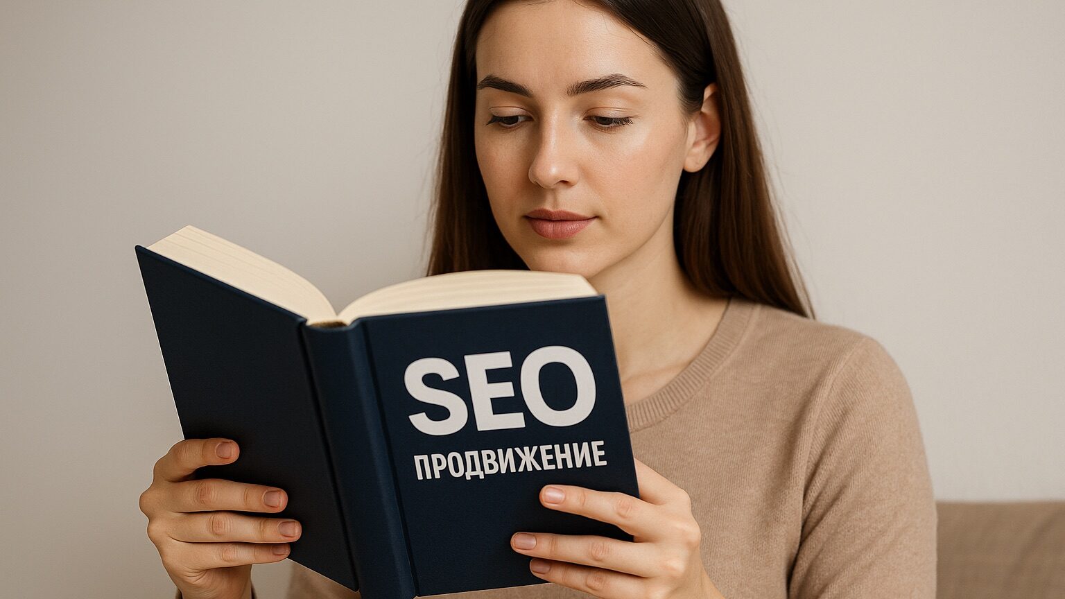 Девушка читает книгу о сео продвижению